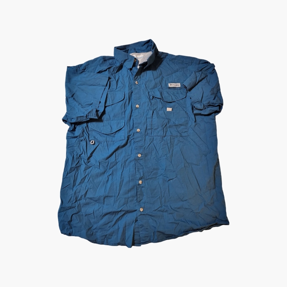 Columbia Fishing Shirt Blue PFG Omni Shade Vented Adult medium